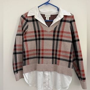 Adrienne Vittadini sweater built in 2 in 1 collared shirt.